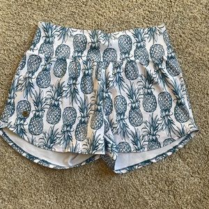 NEW! Pineapple shorts in teal/white. Size Medium. From Love Fitness Apparel.